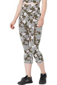 zuda Jacquard Star Print Capri Leggings Olive - Picture 1 of 2
