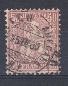 Switzerland Sc 59 used 1867 50c violet Seated Helvetia, sound, crisp cancel F-VF - Picture 1 of 2