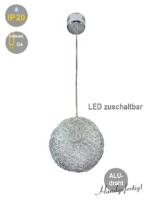 Moderne Halogen- LED Deckenleuchte Alissa 40cm Alu-Drahtgeflecht Pendellampe - Bild 1 von 30