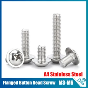 M3 M4 M5 M6 Flanged Phillips Button Head Screws A4 Stainless Steel Phillips Bolt - Picture 1 of 54