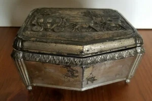Vintage Jennings Brothers Silver Tone Jewelry Trinket Box Casket JB 3160 - Picture 1 of 12