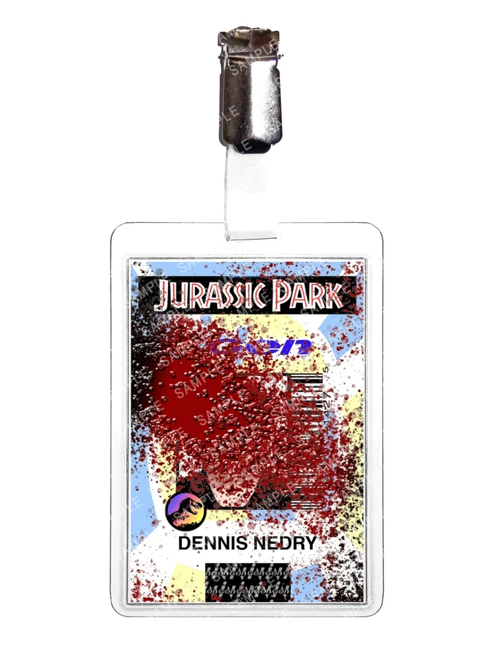 Jurassic Park Ingen Dennis Nedry Blood ID Badge Dinosaur Prop ComicCon Christmas