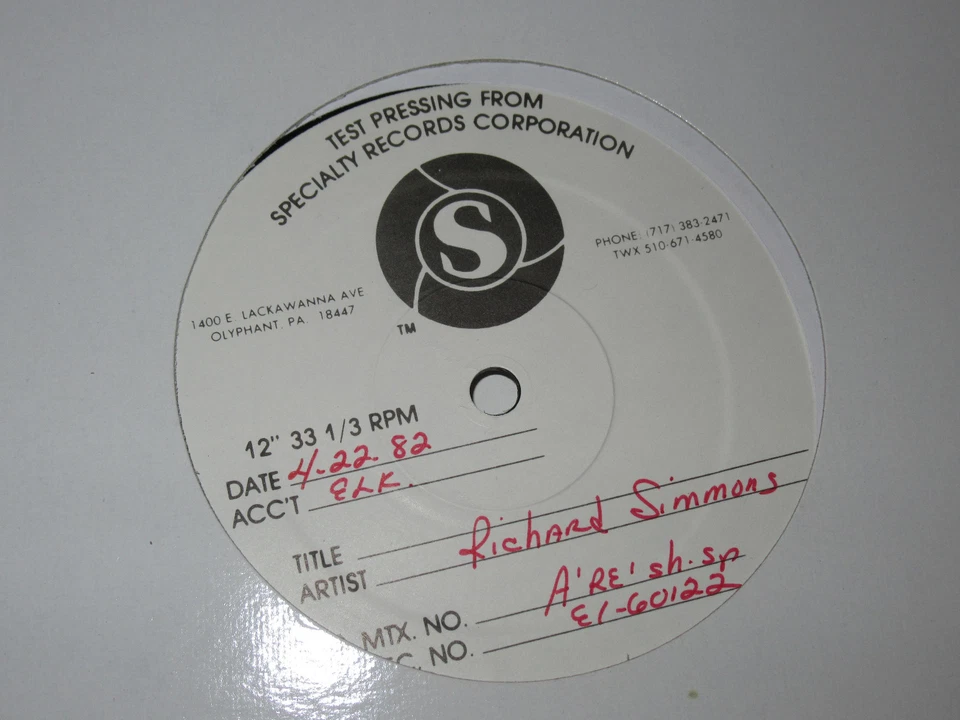 TEST PRESS RICHARD SIMMONS REACH ALBUM LP  Foto 1 de 1