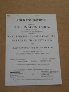 Carl Perkins/Charlie Feathers/Warren Smith/Buddy Knox 1977 Rainbow Handbill - Picture 1 of 1