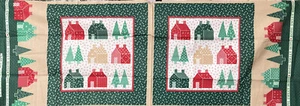 VTG Cranston Fabric Panels Christmas Homes Trees Home Sweet Home Red Green 15" - Picture 1 of 6