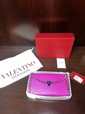 Valentino Garavani Rockstud Leather Pouch Wallet On A Chain  - Image 1 of 4