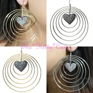 Multi Mehrlagig Spiral Herz Reifen Tropfen Stil Ohrringe Mit Swarovski Kristalls - Bild 1 von 15