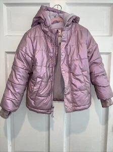 Cat And Jack Puffer Mantel XS rosa lila Jacke warm Fleece gefüttert - Bild 1 von 8