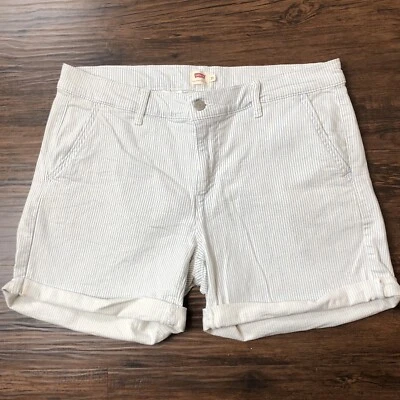 Pantalones Cortos Levis Mujer Puños Ferrocarril Rayas Azul Blanco Etiquetado 31 Medidas 33 Foto 1 de 4