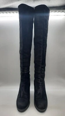 STUART WEITZMAN Over The Knee Wedge Women's Suede Boots, Black, Size 7.5, USED!! - Image 1 of 4