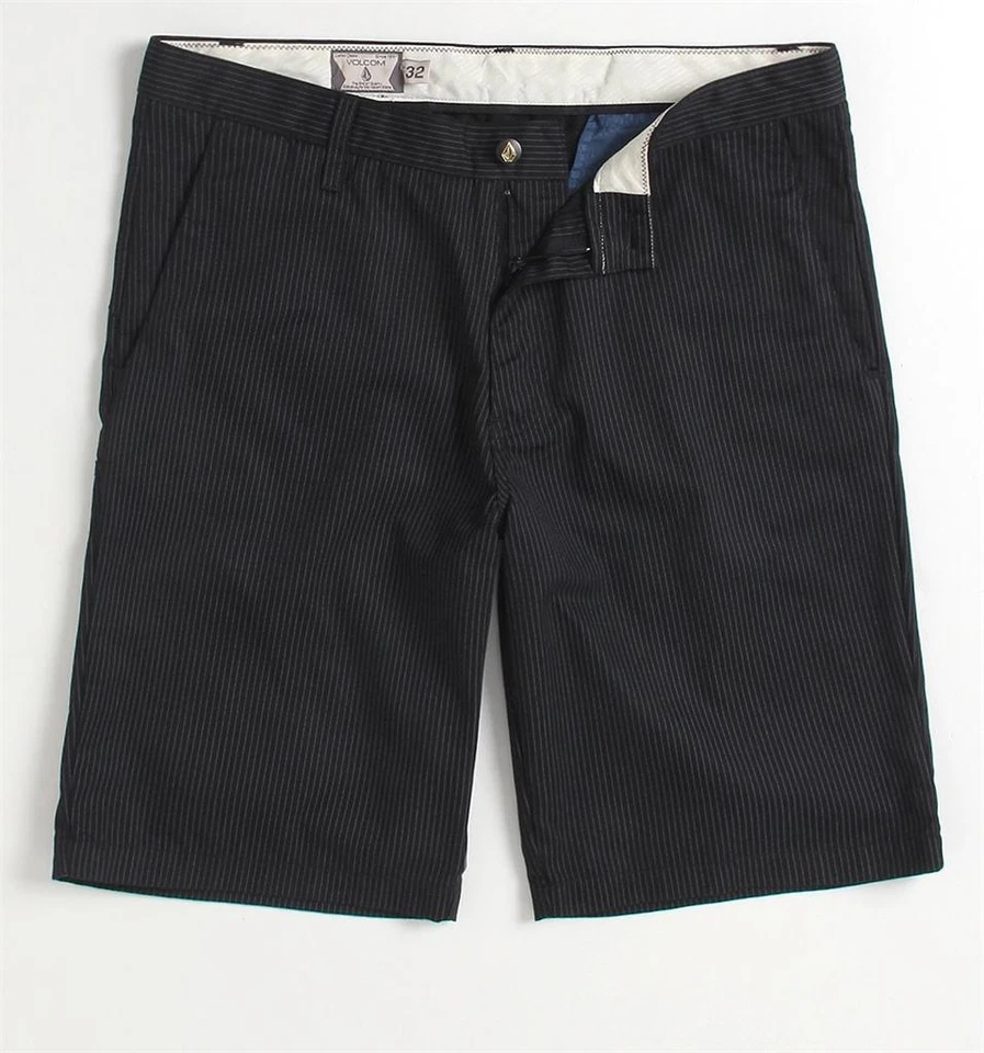 Volcom Stone Friggin Chino Stripe Mens Black Shorts New NWT - Image 1 of 1