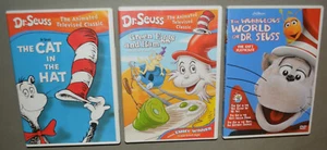 3 DVD lot - Dr. Seuss - Cat in the Hat, Green Eggs and Ham, Wubbulous Wold - Picture 1 of 2