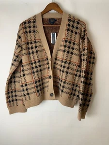 NWT Pendleton Alpaca Wool Cardigan M Medium Women's Houndstooth Cropped Tan - Picture 1 of 6