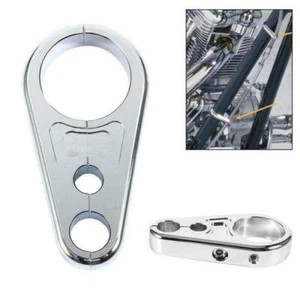 Chrome Cable Clamp for Clutch Cable 1" Inch Frame/Handlebars For Harley AS - Picture 1 of 6