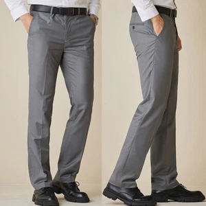 Men Slim Straight Fit Dress Pants Flat Front Modern Business Formal Trousers - Picture 1 of 18
