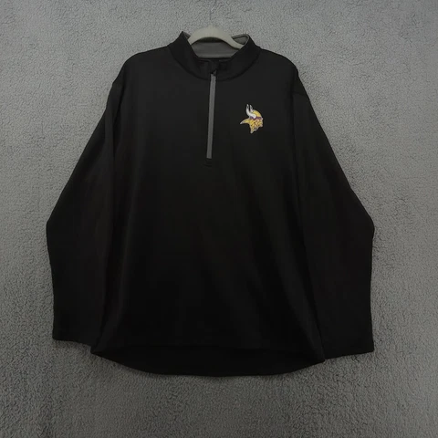 Minnesota Vikings Sweater Men's XL Black 1/4 Zip Sweatshirt Pullover Majestic Cover