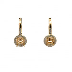 Round 5mm Earring Semi Mount In 14k Yellow Gold With Diamond Accents (51849) - Picture 1 of 4