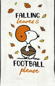 Toalla de cocina Peanuts SNOOPY "Falling Leaves & Football Please" otoño *NUEVA * - Imagen 1 de 1
