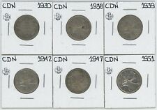 Canada 1930 1938 1939 1942 1947 1951 25 Cents Silver #15115z