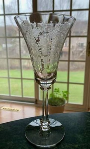 RARE TIFFIN~FRANCISCAN TOURAINE ROSE ETCH 8" WATER GLASS~GOBLET~EXC - Picture 1 of 10