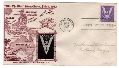 #905 Win the War 1942 WWII First Day Cover - Crosby to Multnomah - Image 1 of 2
