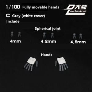 for MG 1/100 Strike Unassembled Gray White Cover Active Hand Palm C w/ Joint - Picture 1 of 12