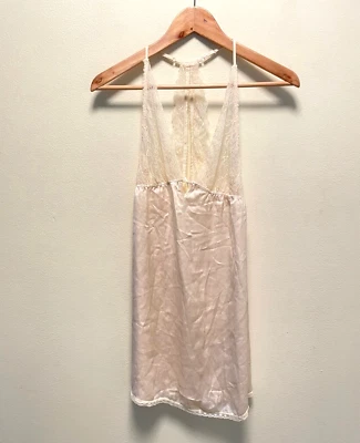 Vestido sin mangas vintage para mujer grande crema satinado encaje babydoll femenino delicado años 70 Foto 1 de 4