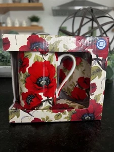 Kent Keramik rot Mohn Becher mit Deckel 4 1/2" Neu im Karton - Bild 1 von 4