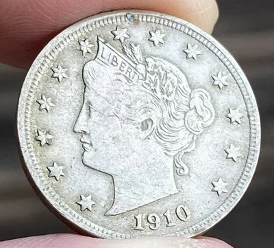 1910 LIBERTY Nickel - V Cent USA - VERY NICE - FULL LIBERTY - (HIGH GRADE) L194 - Image 1 of 2