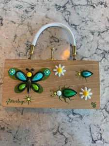 Original Vintage Box Bag by Collin’s of Texas Glitter Bugs Beautiful! Pristine! - Picture 1 of 8