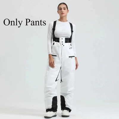 Pantalones de esquí lisos para mujer a prueba de viento impermeables pantalones de nieve cálidos transpirables engrosados Foto 1 de 4