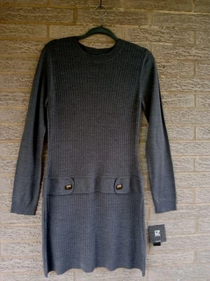 NWT IZ Byer Women's Charcoal Sweater Dress Size X-Large Dark Academia  Preppy - Image 1 of 4