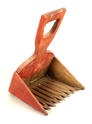 =Antique Salmon Red Paint Wood & Iron Cranberry Scoop Seed Stripper Carlisle, KY - Image 1 of 4