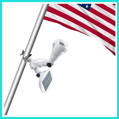 Solar Flag Pole Light, Flagpole Light Solar Powered, Super Bright PC Crystal ... - Image 1 of 4