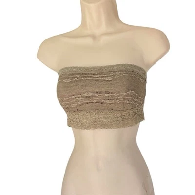 Free People Intimately Taupe Lace Bandeau Top Bralette Size Medium - Image 1 of 4