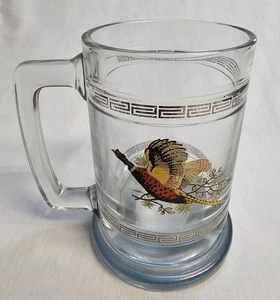 Pheasant Beer Mug 5.5" Tall Clear Glass Ex Condition 12oz Vintage Princess House - Picture 1 of 10