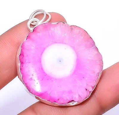 Розовый солнечный кварцевый глаз серебро 925 пробы ювелирная подвеска 1,95 дюйма T936 - Изображение 1 из 4