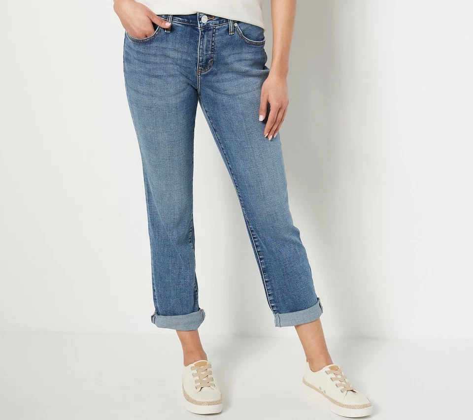 JAG jeans Women's Pants Sz 12 Carter Girlfriend Jean with Cuff- Mid Blue A521591 - Image 1 of 4