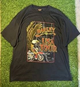 T-shirt vintage 1991 Harley Davidson USA WORLD TOUR uomo taglia 2XL motociclista moto - Foto 1 di 6