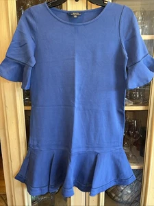 Polo Ralph Lauren L 10/12 girl's dress blue drop waist short ruffle sleeves prep - Picture 1 of 9