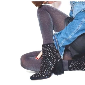 EUC Vince Camuto ✰Drista All Over Studs Biker Boots Booties ✰ Black Suede 8.5M✰ - Picture 1 of 5