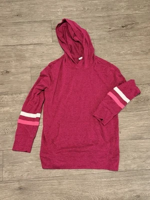 Niñas, Azul Marino Antiguo, Suéter con Capucha, Talla L (10/12), Rosa Con Acento Blanco Rayas Foto 1 de 2