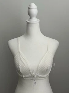 Reggiseno donna J.Crew nuovo con etichetta 32C avorio reticolo pizzo ferretto sfoderato - Foto 1 di 8