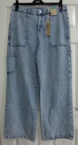 Ex M&S Cotton and Lyocell HIGH Waist WIDE Leg CARPENTER Jeans - Picture 1 of 7