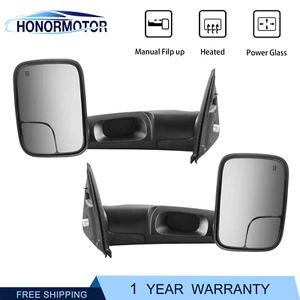 Pair Power Heated Tow Mirrors For Dodge 2003-09 Ram 1500 2002-2008 Ram 3500 2500 - Picture 1 of 10