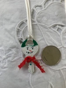 Christmas necklace Snowman pendant handmade from small key, Christmas gift - Picture 1 of 3