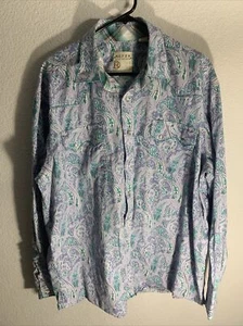 Roper Men’s Western Shirt Sz XL Purple Blue Paisley Pearl Snap Cowboy - Picture 1 of 7
