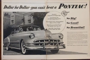 Anuncio impreso de automóvil Pontiac 1950 vintage Post Segunda Guerra Mundial - Imagen 1 de 1