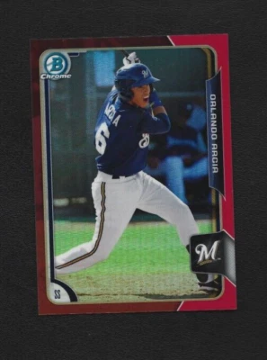 Bowman Orlando Arcia BCP135 2015 refractor rojo cromado 2/5 - Milwaukee Brewers Foto 1 de 2