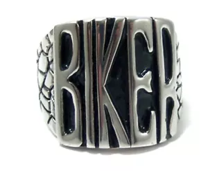 Biker Ring Bold Wide Nugget Stainless Surgical Steel Size 9 - Picture 1 of 3